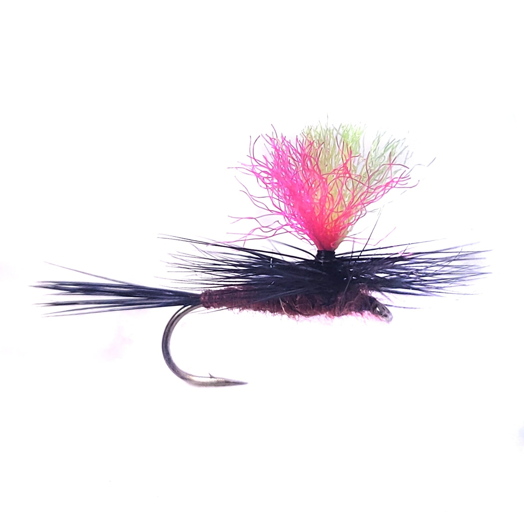 Hi Vis Parachute Rusty Spinner flies x 6