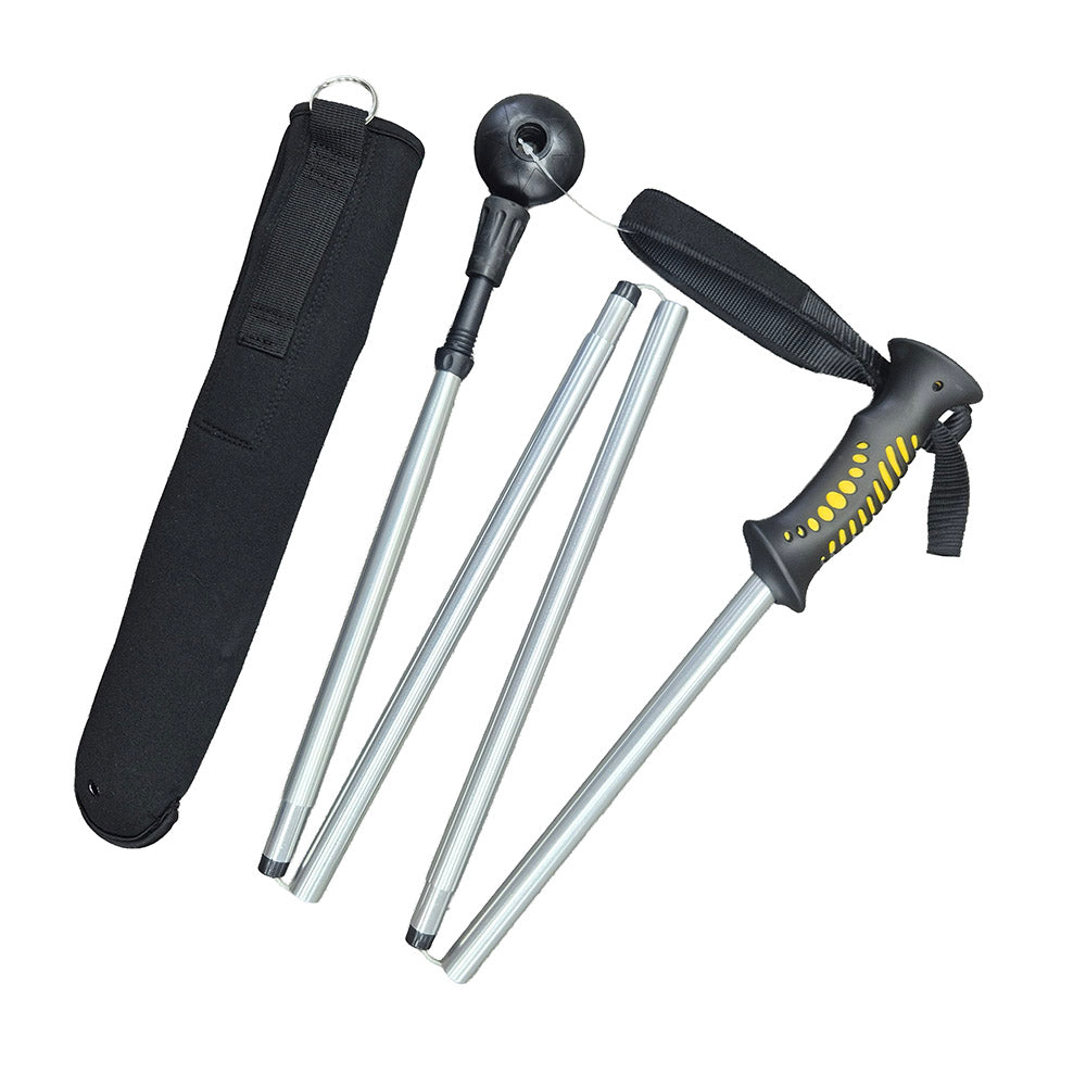 Locks solid, folding fishing wading staff with pouch stainless wire Australia