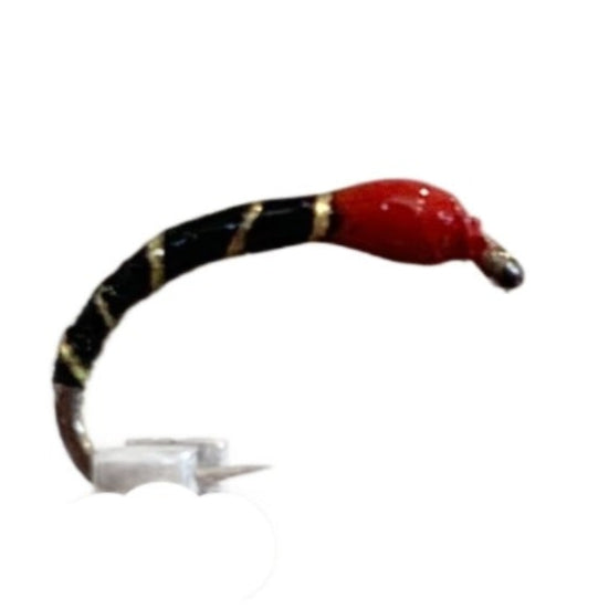 A great fly for stillwater hanging. Available in sizes 14 and 16. Epoxy Buzzer Blood Red.