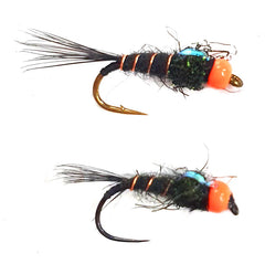 Blk. Sparkle Dub  Orange  B/H Flies X 6