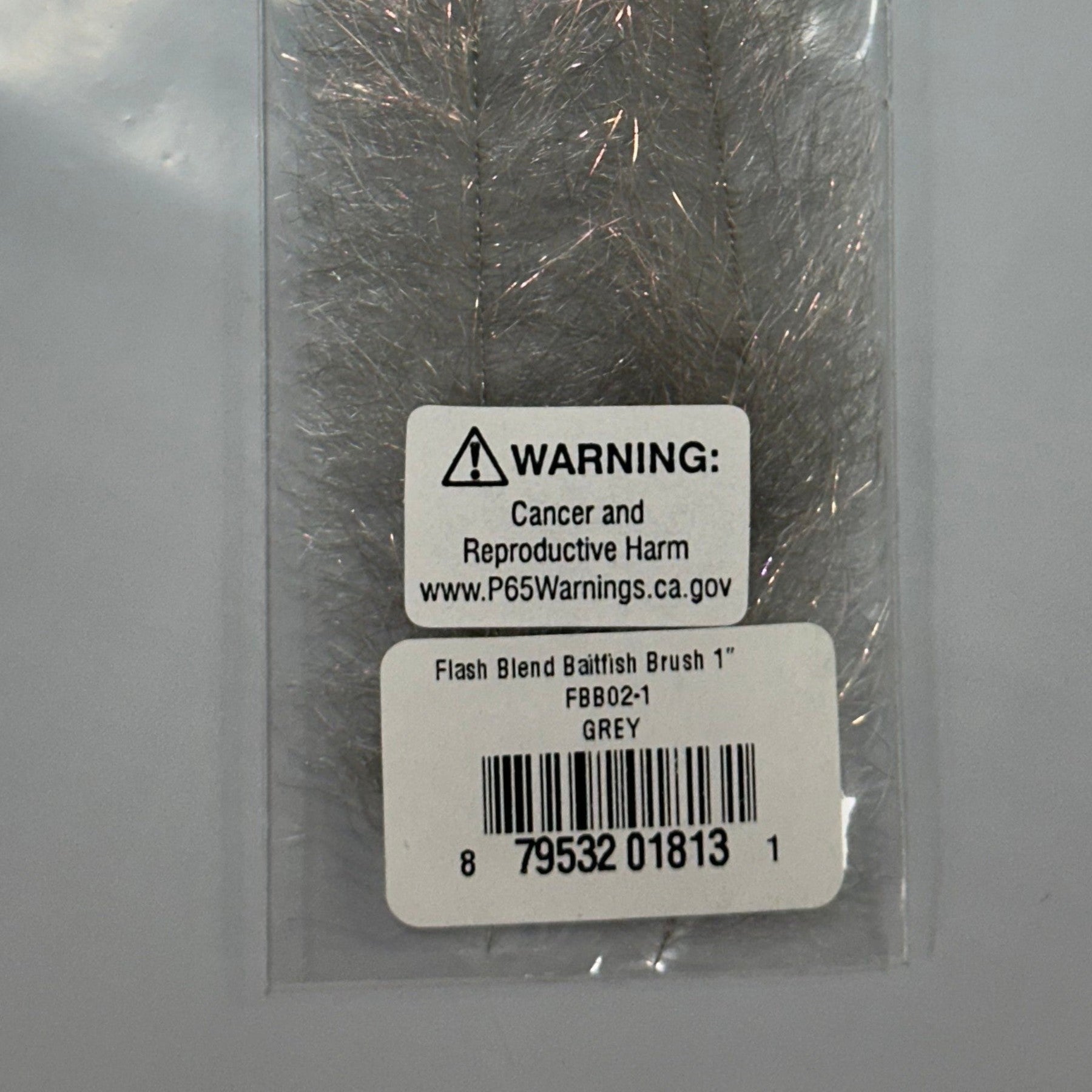 H20 Flash Blend Baitfish Brush 1" Grey Fly Tying, Fly Fishing Australia, NZ 