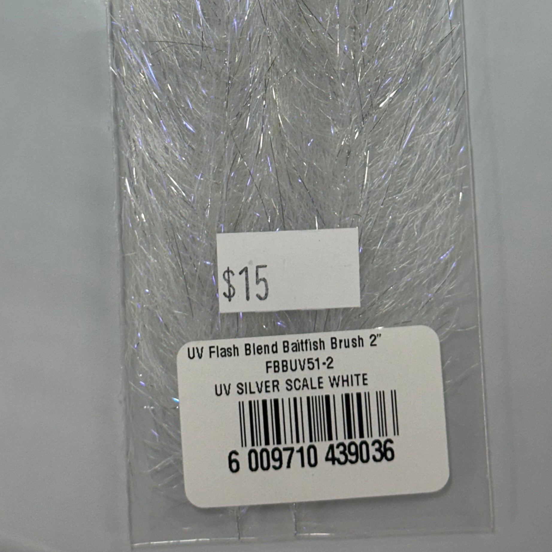 H20 Flash Blend Baitfish Brush 2&quot; UV Silver Scale White Fly Tying, Fly Fishing Australia, NZ
