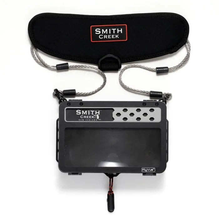 "Smith Creek Fly Vue™ chest pack open showing interchangeable fly tray organisation"