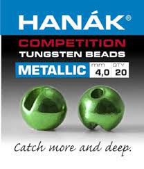 Green Metallic Tungsten Bead Slotted - Hanak Competition Australia NZ
