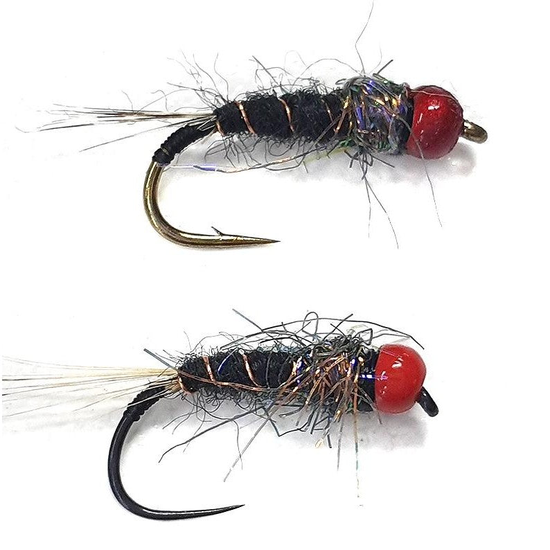 Black sparkle dub red bead nymph Australia